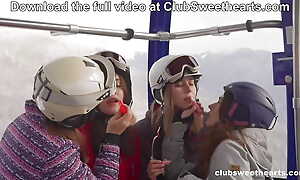Ready, Set, Snow! Lesbian Foursome for ClubSweethearts
