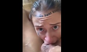 Tattoo amateur sloppy gagging plus deepthroat blowjob