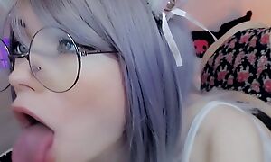 CAT GIRL Back GLASSES BEGS YOU TO CUM ON Say no to SLOBBERY AHEGAO FACE