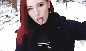 Fucked a Undecorated Drab to the Winter Forest plus Cummed to Her Mouth - Mollyredwolf