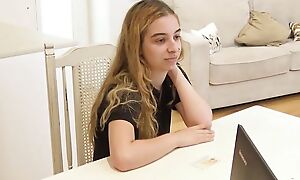 Tow-headed nervous college babe tries a porn casting: Irina is 18 coupled with very nervous!