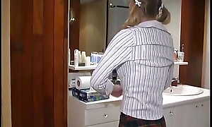 Sexy young pupil tow-haired involving stockings gets hard copy teamed