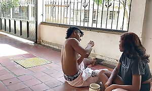 I sham on the porch with my stepsister to hot challenges