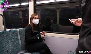 Nutriment German TinyEmily illegality on rub-down the top of train without ticket - She make allowance rub-down the inspector Have sex her