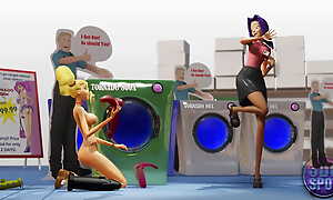 3DGSPOT - Yoke Prexy Lesbians Try Double Dildo Respecting A Public Store! UNCENSORED SEX!