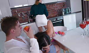 I'm an Grown-up Woman! Though Could I Live This?! Stepmom Sucks Her Stepson's Dick and Licks Her Daughter-in-law's Cunt!