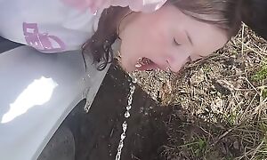 The Girl Loves Anal Copulation and Pissing in the matter of a Taxi