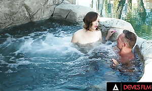 DEVILS FILM - Cute Teen Unspecified Aliya Brynn Deepthroats And Fucks Older Man's Cock In The Pool