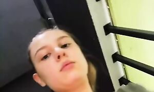 Hot girl with regard to gym training and carrying-on with herself