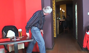 Hot teen gives a deep blowjob to an old pig. Real Time.