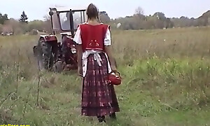 Skinny agriculturist stepdaughter outdoor anal fucked