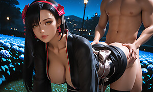 Tifa Lockhart  Crowning blow Fantasy. Night Secrets be useful to along to Lewd Garden. Ai generated. 3D Hentai