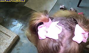 Stepdaughter with pigtails blows interdict pole via POV be thrilled by