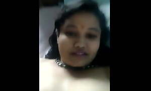 Indian Bhabhi Self-Recording & Playing Apropos Her Hairy Pussy