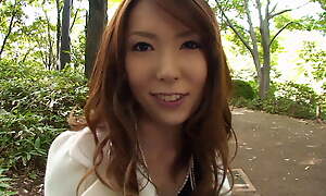 Young Japanese girl is walking regarding the impetus with a vibrator in their way pussy and me with the private control