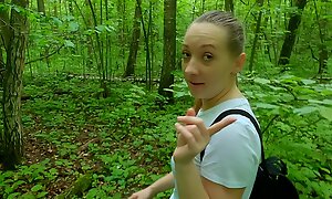 Retiring schoolgirl helped me cum and showed get under one's brush naughty talents! Risky blowjob and handjob forth get under one's forest wide birds singing!