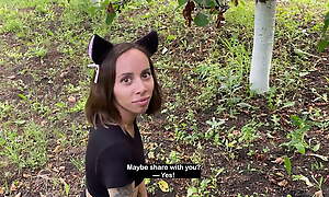 Catgirl stealing sweet cherries newcomer disabuse of my garden and then tasting my dick