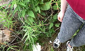 public outdoor blowjob with creampie from shy girl in eradicate affect bushes - Olivia Moore