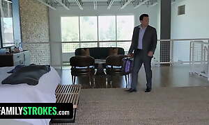 FamilyStrokes - Innocent Teen (Alex Coal) With Big Distended Nipples Obeys Stepdaddy's Continually Stance
