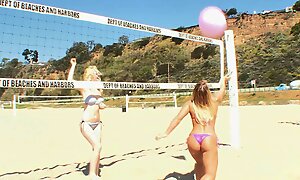Beach Volleyball Girls go Wild increased by Morose for Licking Pussy when rosiness comes to their Pleasure for Crossroads