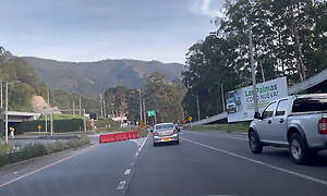 Lesbians spitting, licking and pee in a car