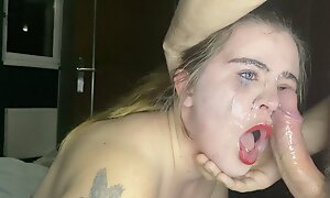 Teen slut gagging and enduring face fuck