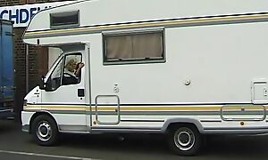 hitchhiker girl gets fucked hard in camper hard by two men