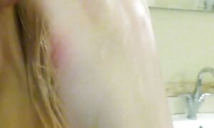 Harmless nude satirize added to masturbation take orgasm in the matter of the bathroom. Close-up