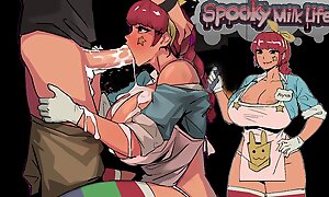 Unearthly Milk Life - Hentai game - gameplay fastening 2 - blowjob from shopkeeper