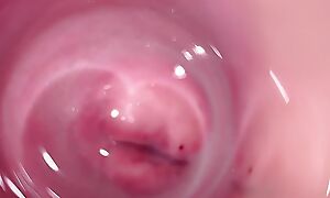 Camera deep inner Mia's creamy pussy, teen Cervix close up