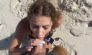 Abysm blowjob from hot brunette stranger on the beach!