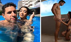 Argentinian slut is white-haired up from the swimming pool and fucked up her tourist house room