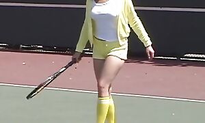 Sexy Teen Unladylike Little April Bringing off Tennis