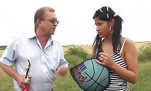 Olds leman dolls - old lecher Tim Wetman fucks young silly whore Tera Joy back nature