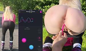 Remote controlled vibrator while exercising in public ends anent hot anal