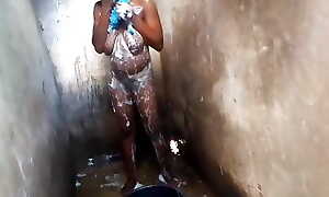 African order of the day ungentlemanly washes her hairy vagina in the shower after fucking on touching her teacher