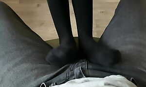 Student girl seduced a omnibus and did a footjob as an alternative of homework